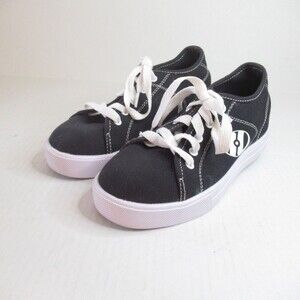 Heelys Boys Sneakers Black White Canvas Rollerskate Wheels Low Top Lace Up 4Y